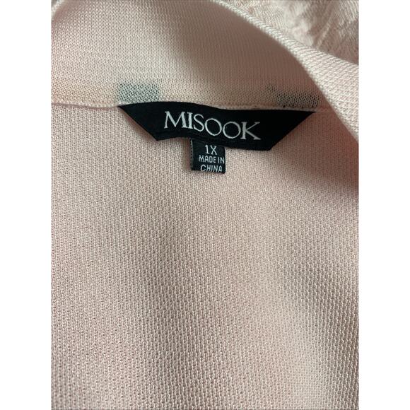 Misook Jacket Cardigan Sweater Jacket Textured 3/4 Sleeve Knit Baby Pink… - Picture 4 of 5